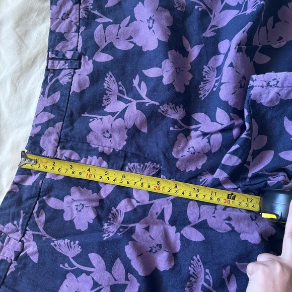 Croft & Barrow Women’s Linen Cotton Purple Floral Shorts Pockets Size 20W - Picture 7 of 8